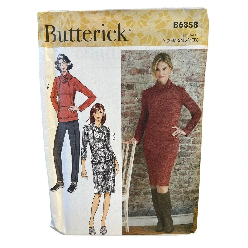 Butterick‎ B6858 Misses Knit Dress Tops Skirt Pants Size XS-M 2021